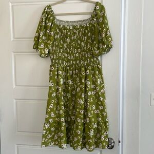 SHEIN Green Floral Dress